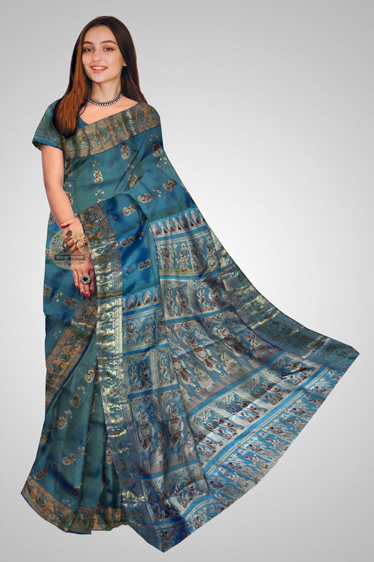 Shop Swarnachari Silk Saree online – Side view showing heritage motifs
