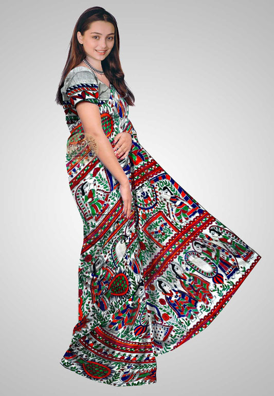 Buy Handloom Tussar Saree – Side view of earthy silk drape
