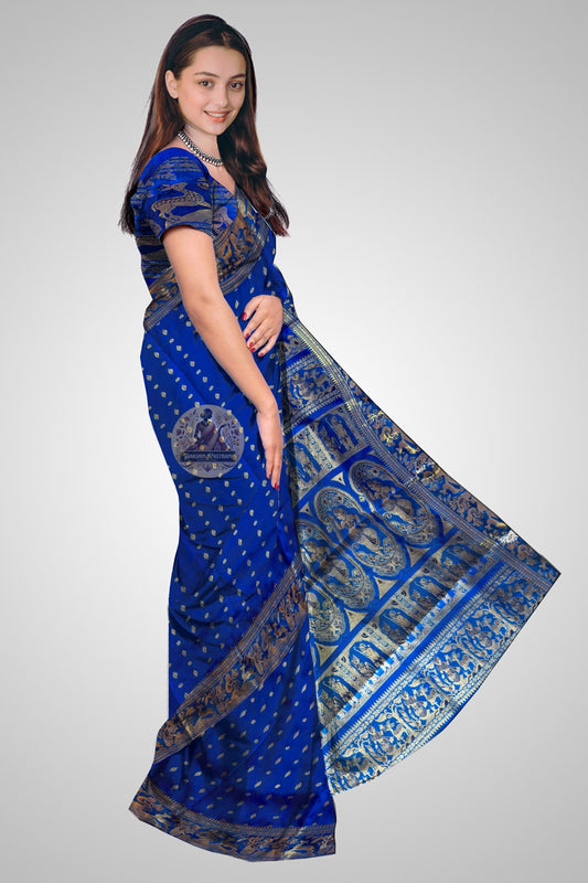 Bengal handloom Swarnachari Silk Saree in deep jewel tones – shop online with delivery to Delhi and Kolkata