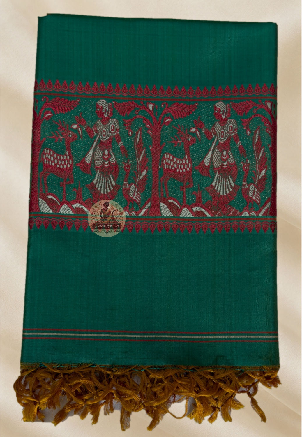 Handwoven Baluchari silk stole supporting Bengal's master weavers – authentic Indian craft available online across Glasgow and the UK