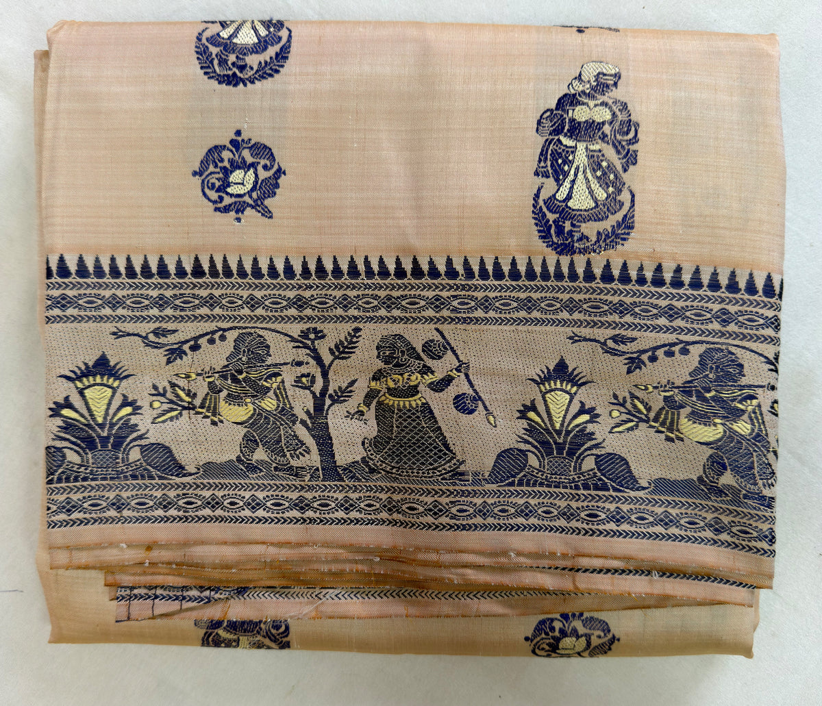 Shop Baluchari Mulberry Silk Saree online – Full saree layout view