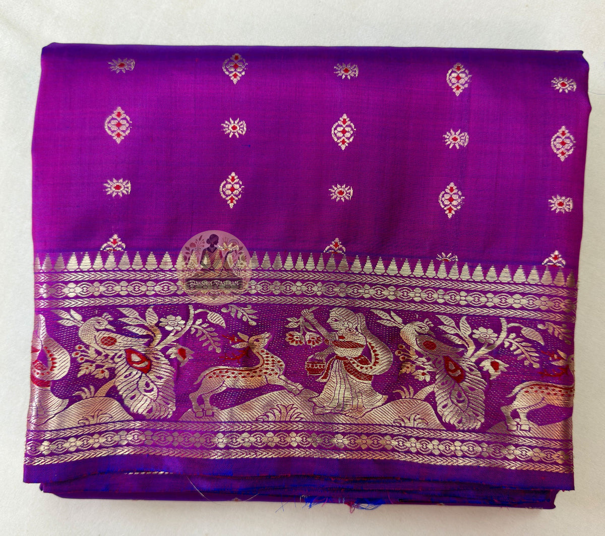 Swarnachari saree full view – flat layout display