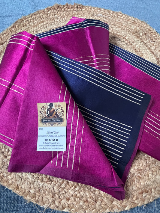 Buy Semi Raw Silk Saree online – Traditional silk saree front view