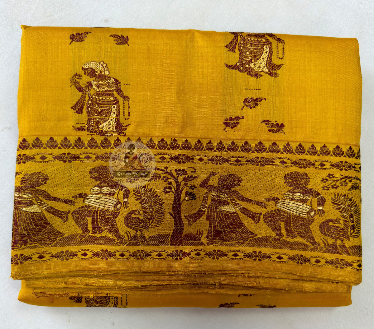 Baluchari saree full view – flat layout display