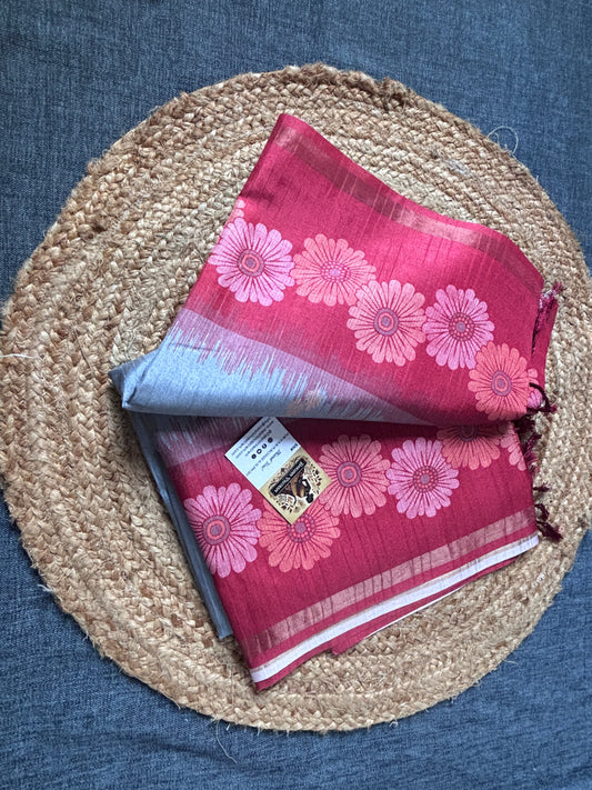 Shop Kathan silk saree India – Elegant side drape view