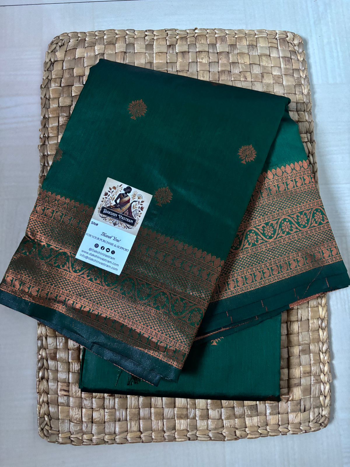 Buy Semi Silk Saree online – Green Semi Silk Saree blouse view