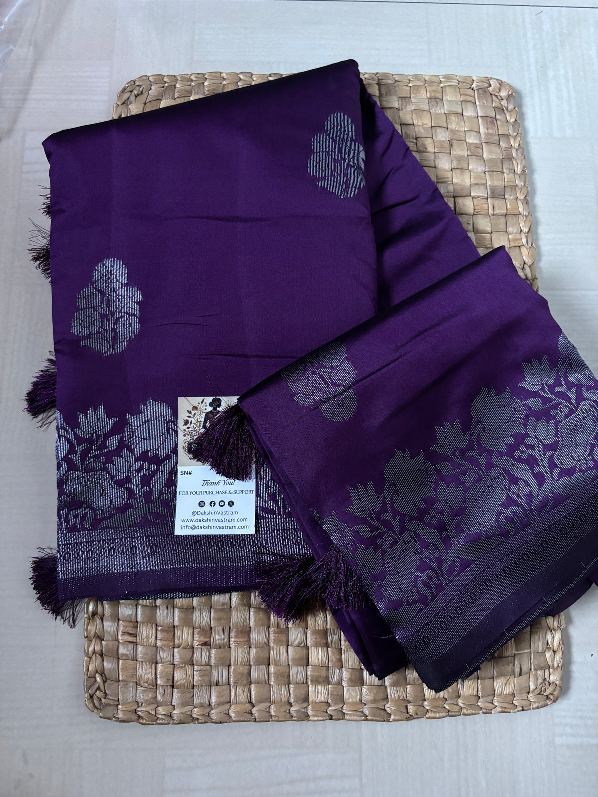 Buy Semi Silk Saree online – Elegant Purple Saree blouse view