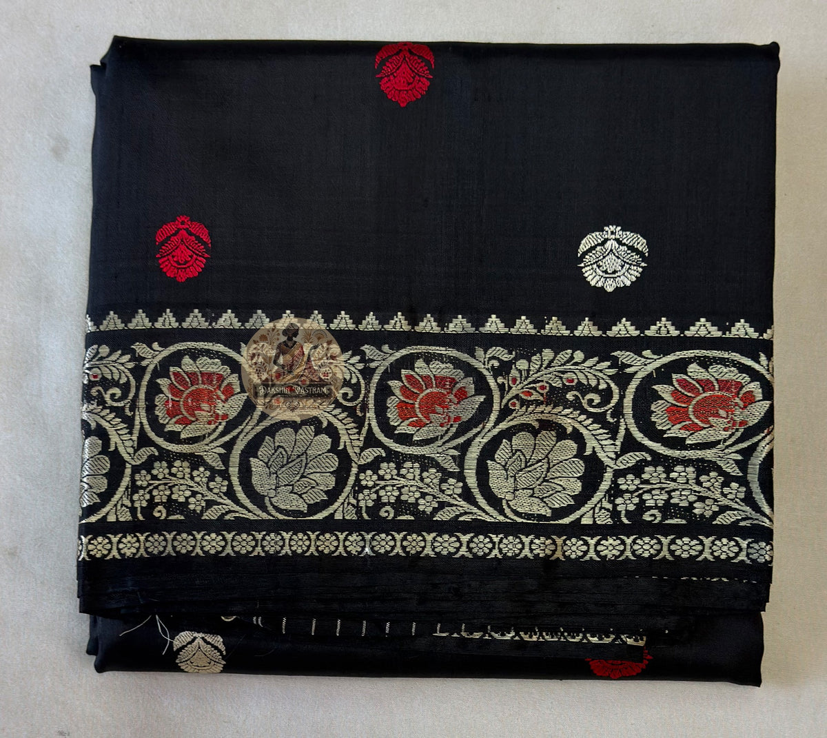Premium Baluchari saree in graphite grey with intricate zari mythological border and traditional Bengali pallu
