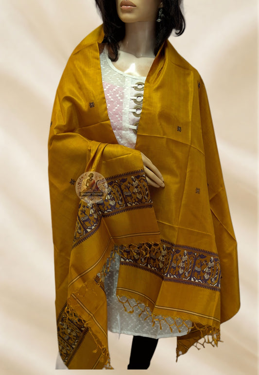 Baluchari silk stole draped over blazer as fusion fashion statement – modern Indian style for women in London and Bristol