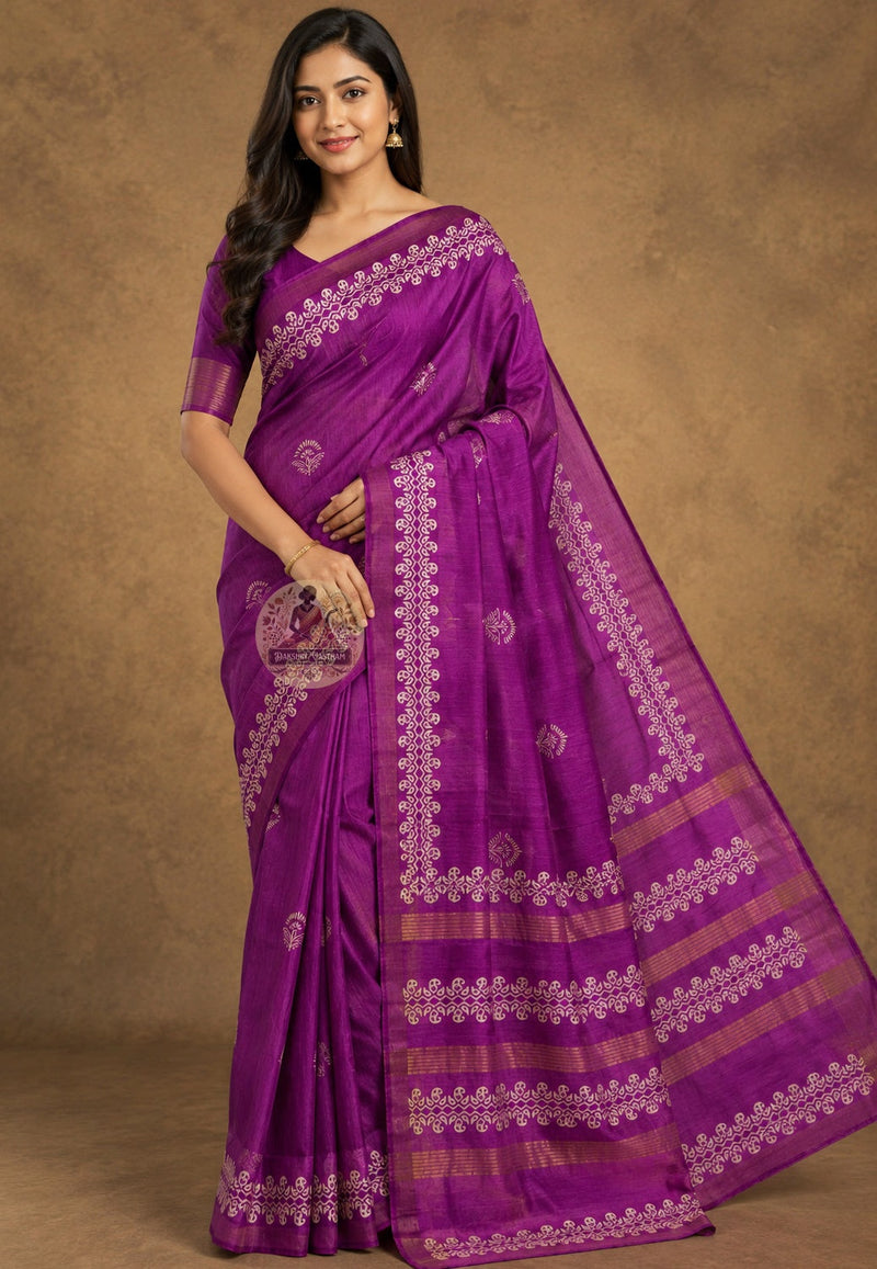 Shop Tussar Silk Sarees online – Traditional raw silk saree with global delivery