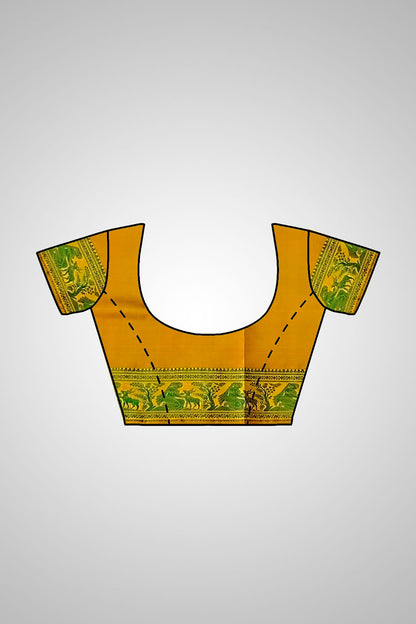 Shop Indian Silk Saree online – Blouse and pleat detailing view