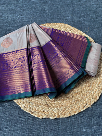 Premium Semi Kanjivaram silk saree flat lay – heirloom quality Indian saree delivered across London & Birmingham