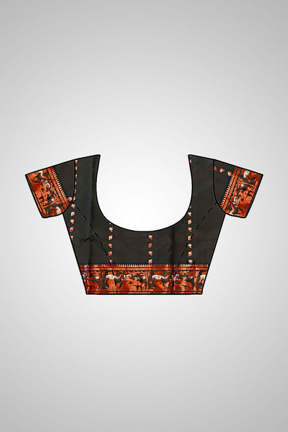 Buy Swarnachari Saree set – Complete view with blouse and saree combo