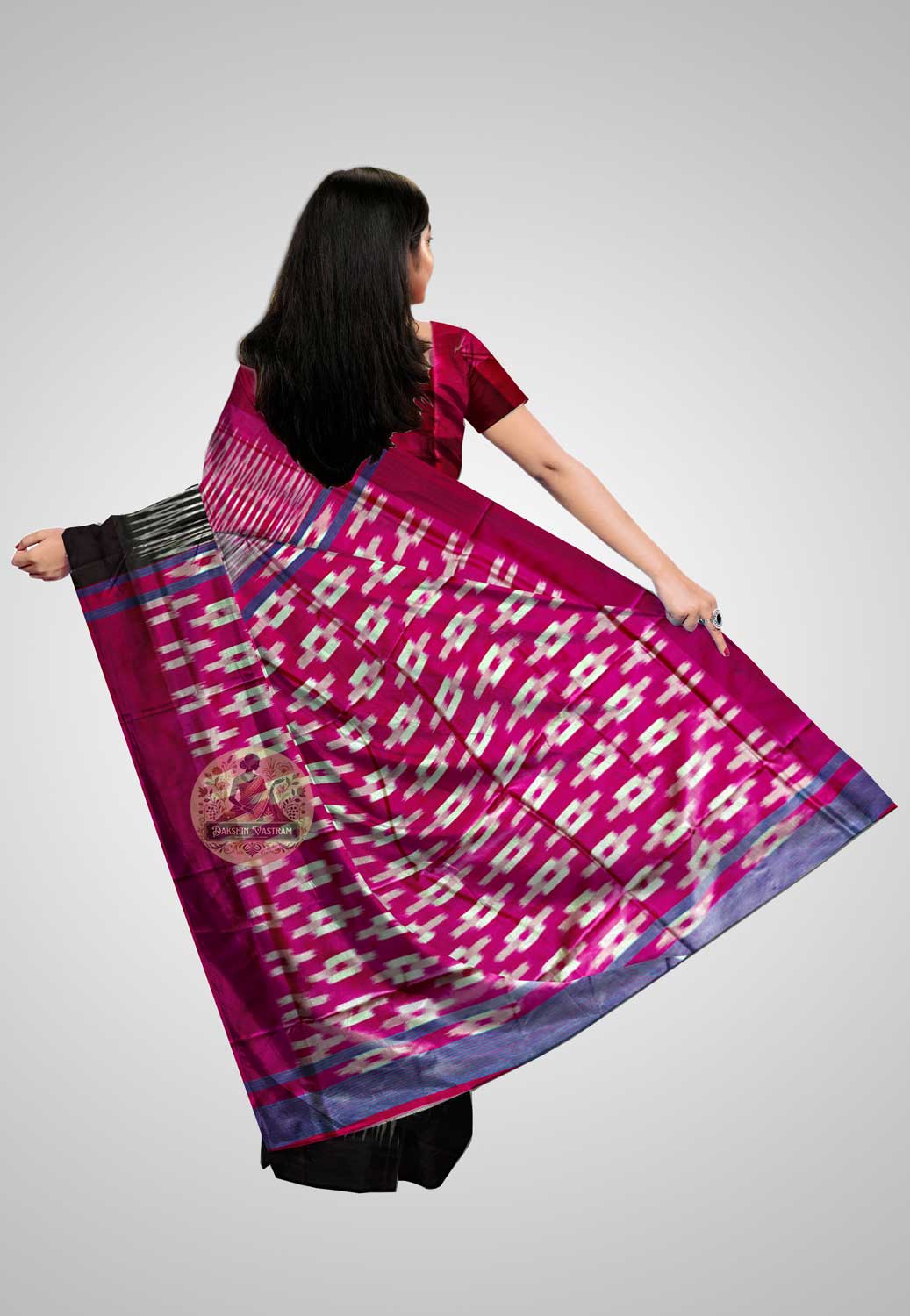 Explore Pure Silk Sarees – Rear view showing pallu design