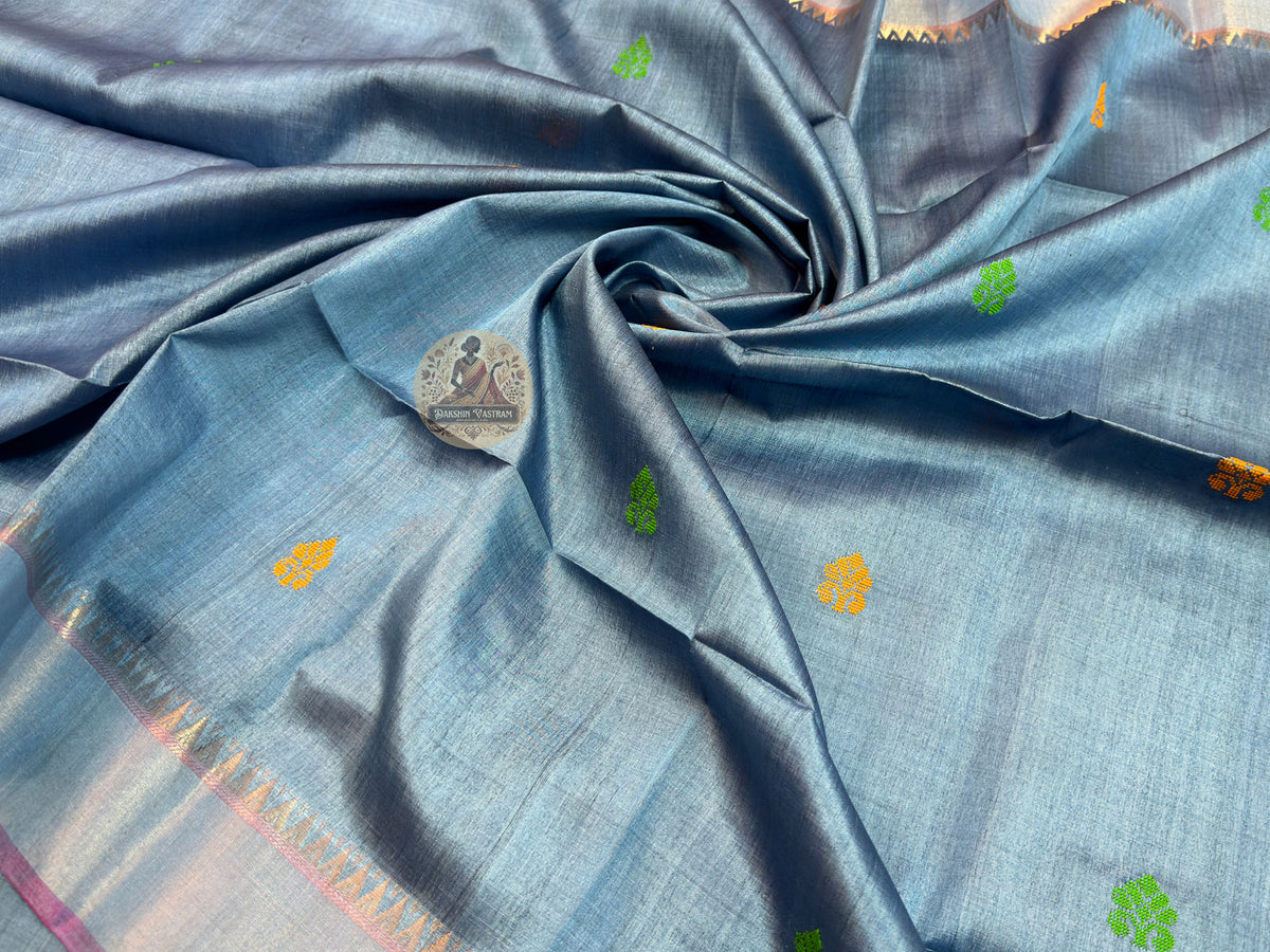 Shop Pure Silk Saree – Texture and threadwork detailing focus