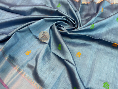 Shop Pure Silk Saree – Texture and threadwork detailing focus