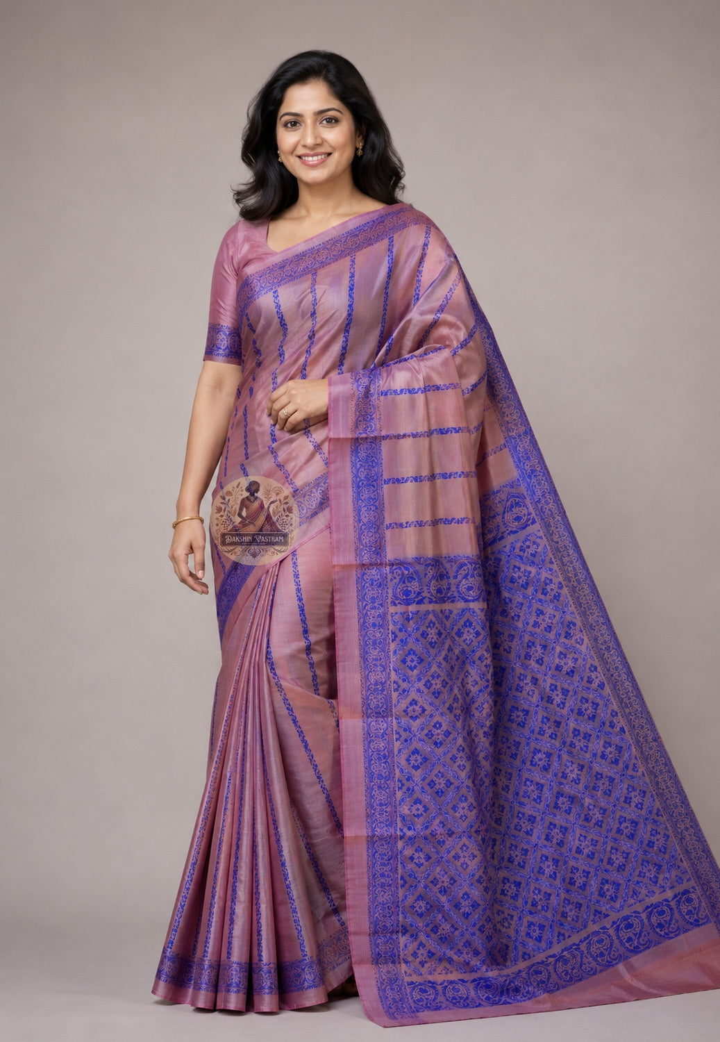 Authentic Tussar silk saree in natural earthy gold full drape, handwoven from wild forest silk of Jharkhand — Dakshin Vastram