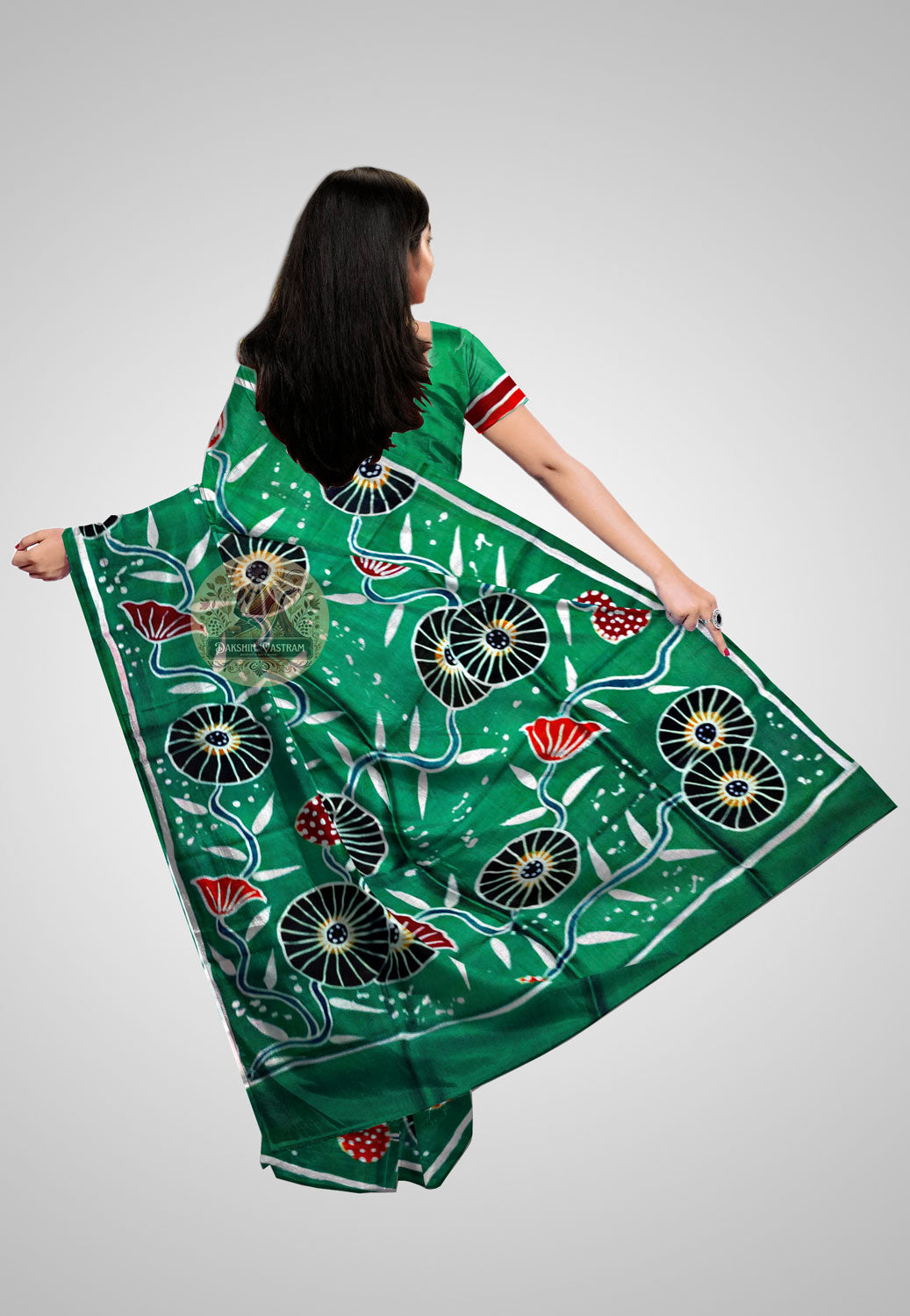 View Pure Silk Saree Online – Pallu design shown from back angle