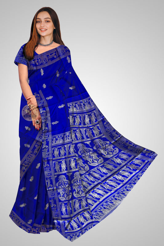 Shop Baluchari Saree online London – Side profile highlighting silk pleats