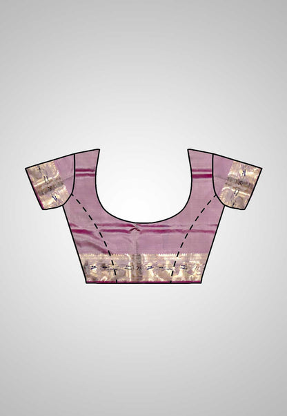Blouse piece: Matching blouse piece of Handloom Swarnachari Silk Saree, complementing the saree’s intricate design and luxurious fabric.
