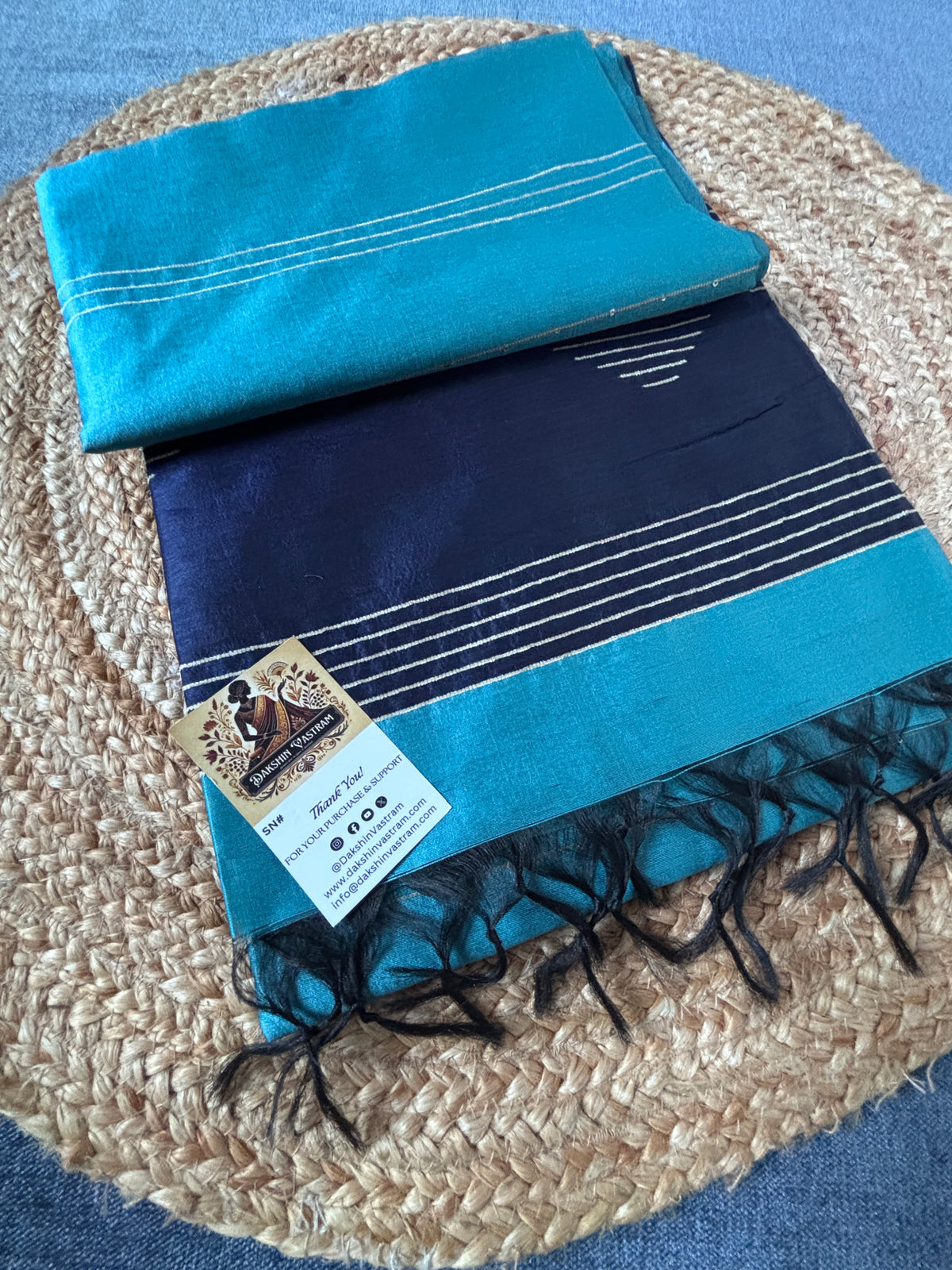 Buy semi raw silk saree India – Saree with blouse piece view