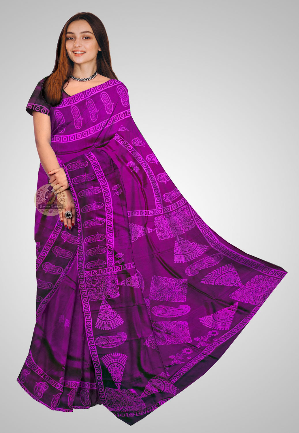 Discover Pure Silk Saree online – Front view showcasing traditional Indian design