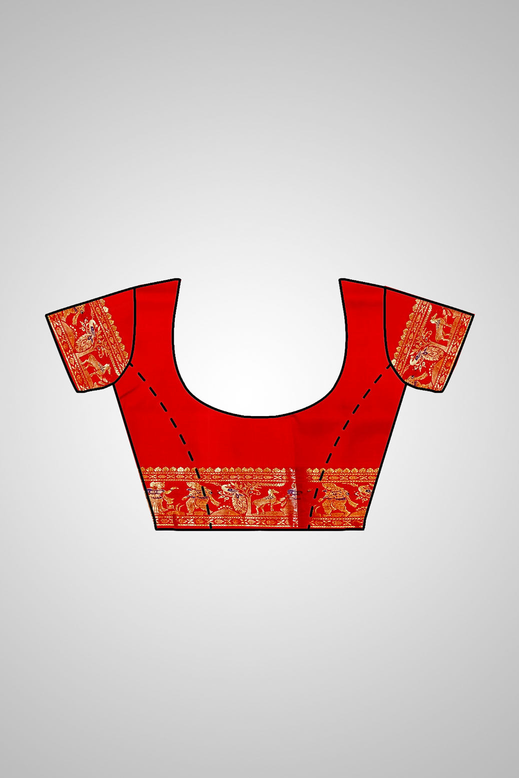 Buy Swarnachari Saree online – Blouse and pallu matching ensemble view