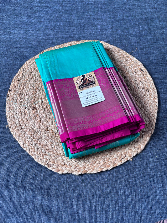 Semi Kanjeevaram silk saree in full drape – authentic handloom Indian saree at best value, UK delivery