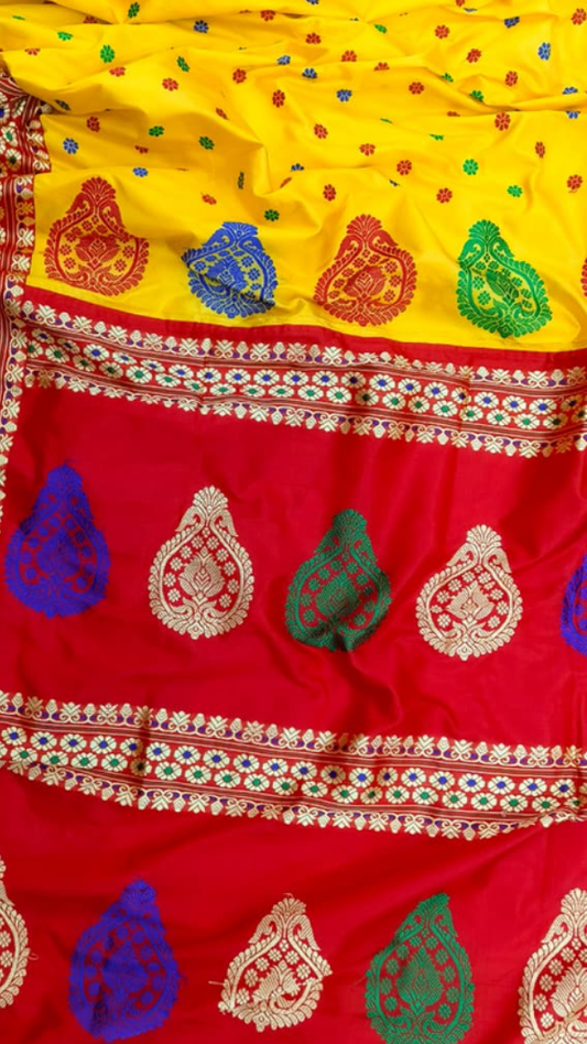 Shop Assam Mulberry Silk Saree online – front drape elegant view