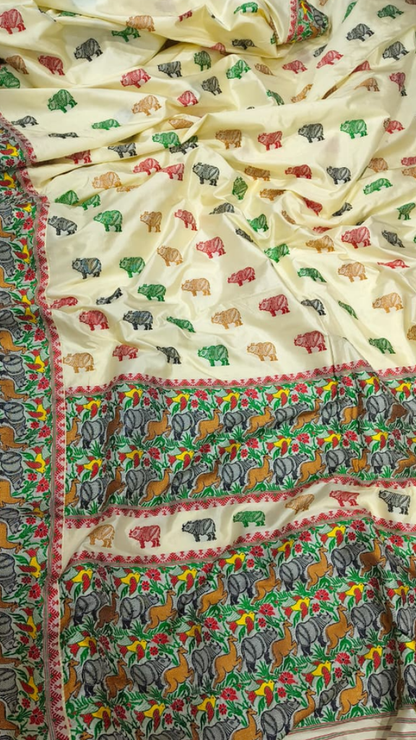 Buy Assam Silk Saree online – front view of Mulberry silk saree