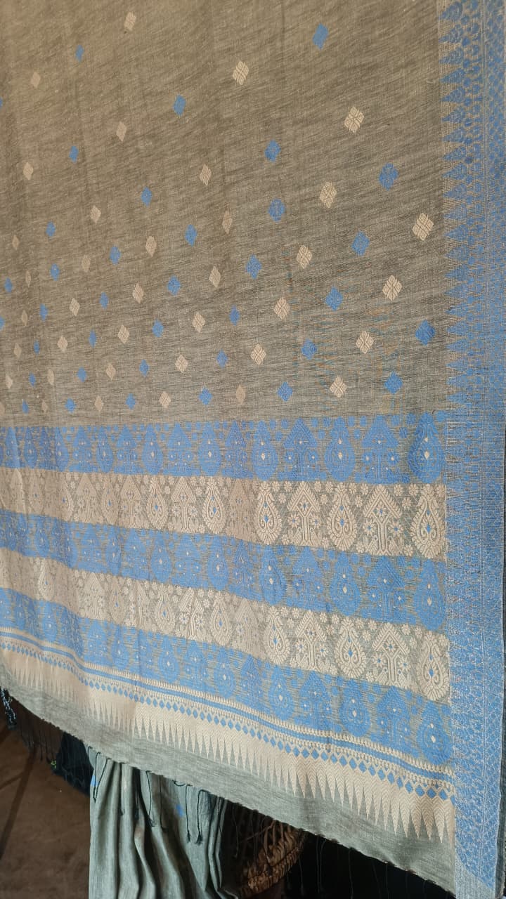 Buy Assam Silk Saree online – Front view of Mulberry x Eri saree