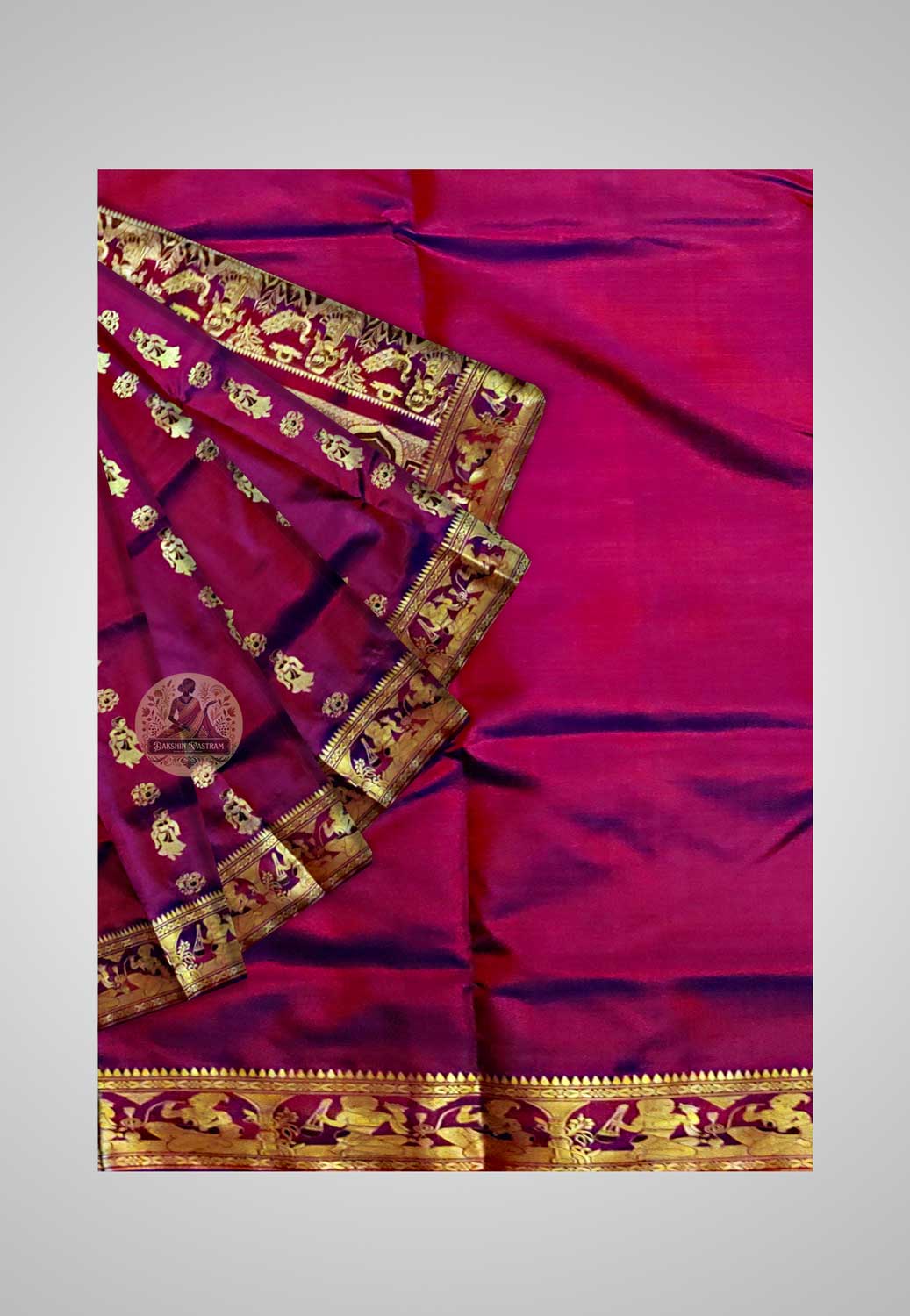 Buy Baluchari Silk Saree online – Baluchari Pure Silk Saree full saree view