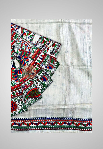 Explore Natural Silk Saree – Detailed texture of Tussar weave