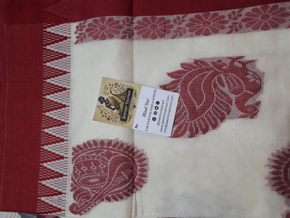 Kasavu Saree | Crafted from pure organic cotton, the Kasavu Saree offers a comfortable and eco-friendly option for traditional attire