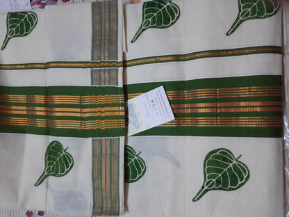 Rear view of Kasavu Saree with fine craftsmanship and sustainable material