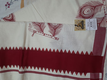Side view of Kasavu Saree showcasing the eco-friendly texture and elegant draping