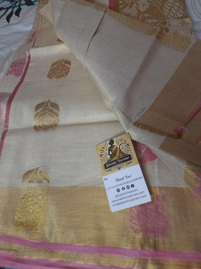 Kasavu Saree | Crafted with organic cotton, the Kasavu Saree is a stunning and eco-friendly choice