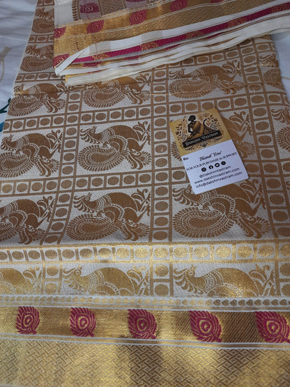 Kasavu Saree | Crafted from organic cotton with handloom techniques