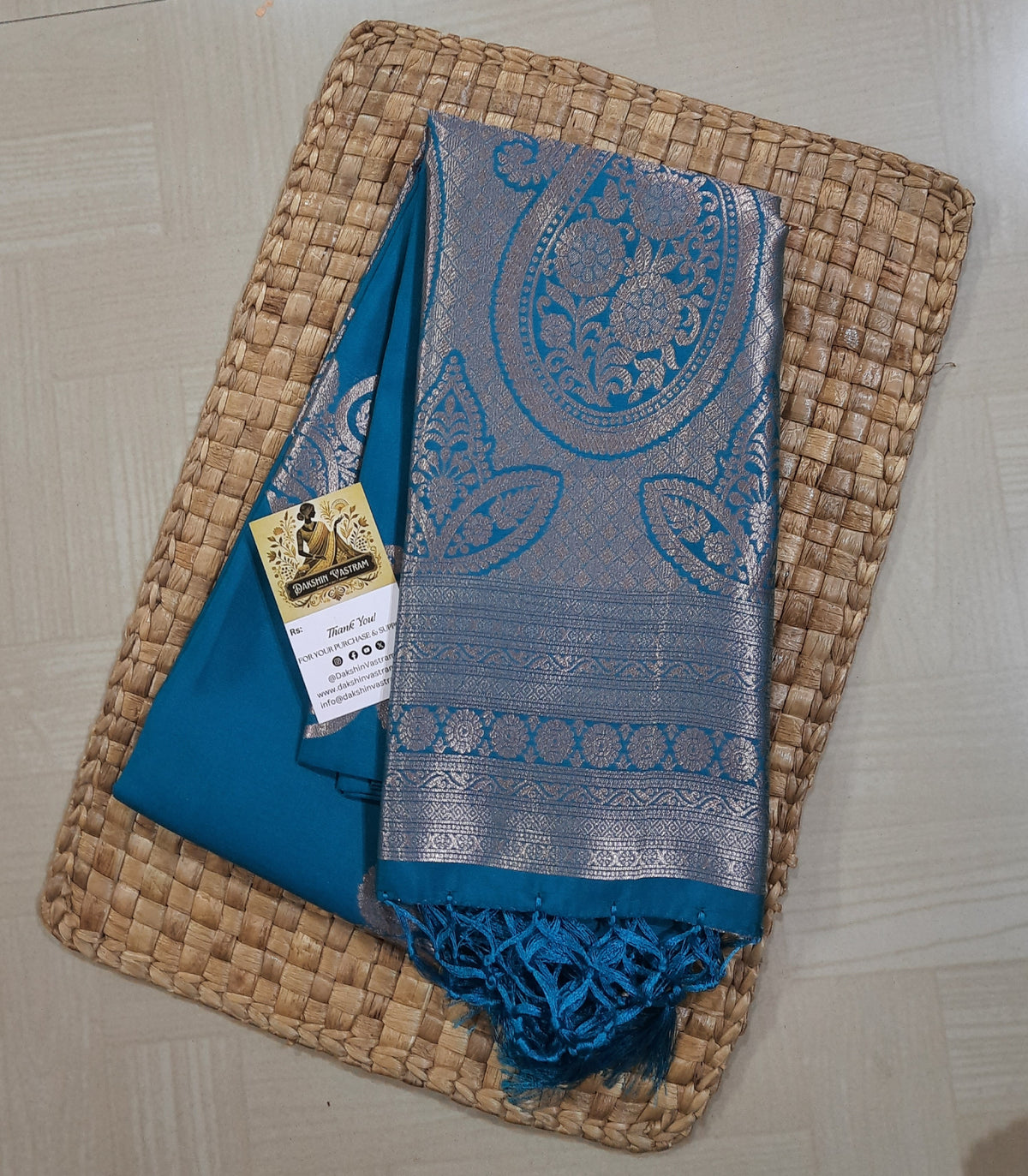 Front side view of Semi Silk Saree with soft texture and eco-friendly design