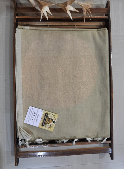 Front view of Handloom Copper Zari showcasing organic cotton and intricate copper accents
