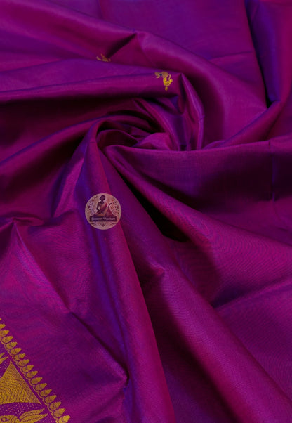 Lustrous pure mulberry silk texture of authentic Baluchari stole – handcrafted in West Bengal, India