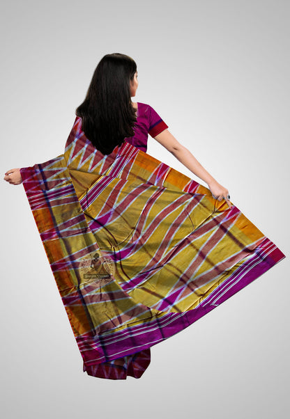 Explore Luxury Silk Kotki Saree – Rear styling with pallu artwork visible