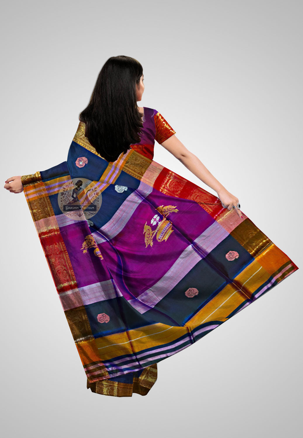 Close-up of pure silk texture with traditional weaving