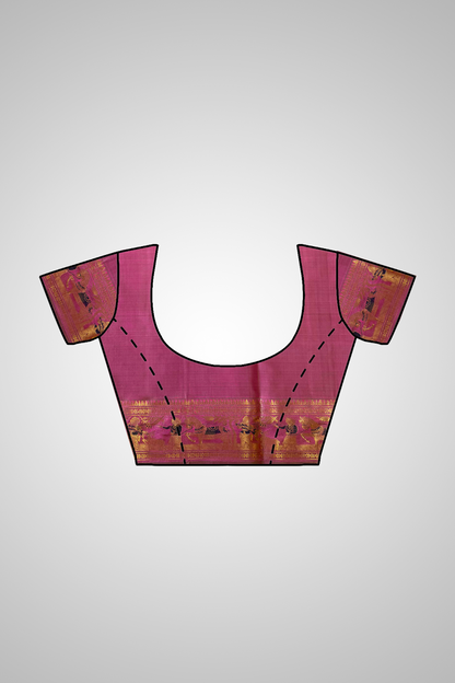 Shop Handloom Saree online – Blouse stitched with matching silk fabric