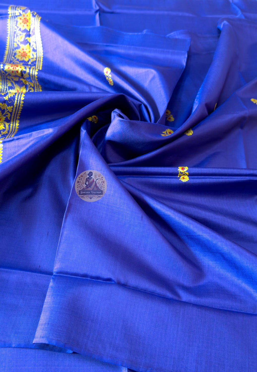 Premium handloom silk unstitched kurti piece in Royal Blue – authentic Bengal weave available online UK USA EU