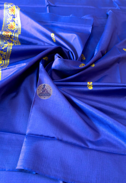 Premium handloom silk unstitched kurti piece in Royal Blue – authentic Bengal weave available online UK USA EU