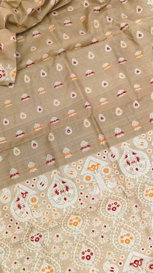 Shop Muga Silk Saree online – side drape showing rich silk texture