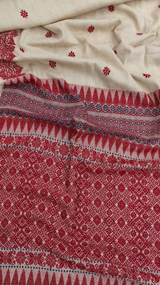 Close-up of hand-spun Eri silk handloom weave from Assam, naturally soft breathable texture perfect for daily and occasion wear