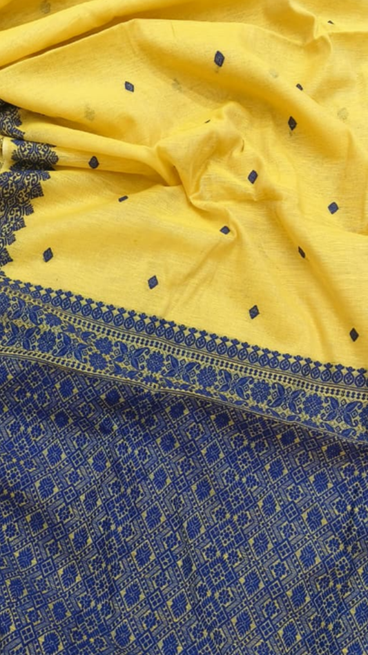 Indian woman draped in handwoven Eri Mulberry silk saree, elegant traditional pose, warm heritage aesthetic