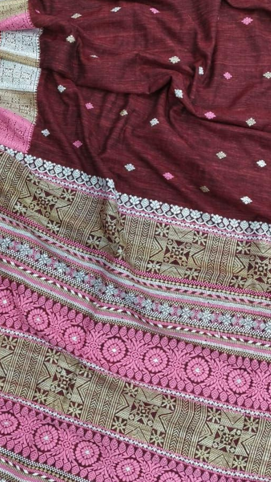 Close-up of handloom Eri silk weave showing natural texture and artisan craftsmanship from Assam